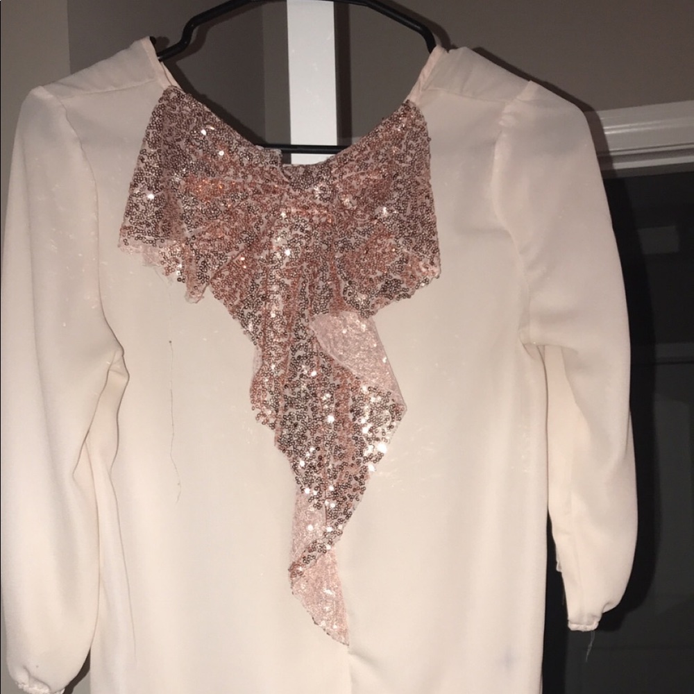 Glitter Bow Tie Blouse